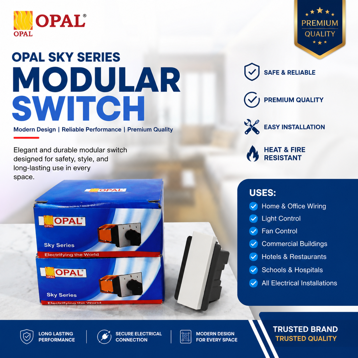 OPAL Sky Series Universal Socket | Premium Modular Power Socket