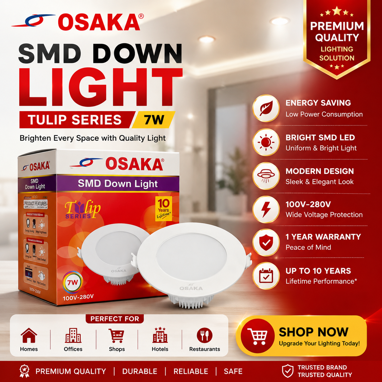 OSAKA SMD Down Light 7W | Tulip Series Energy Saving LED Ceiling Light