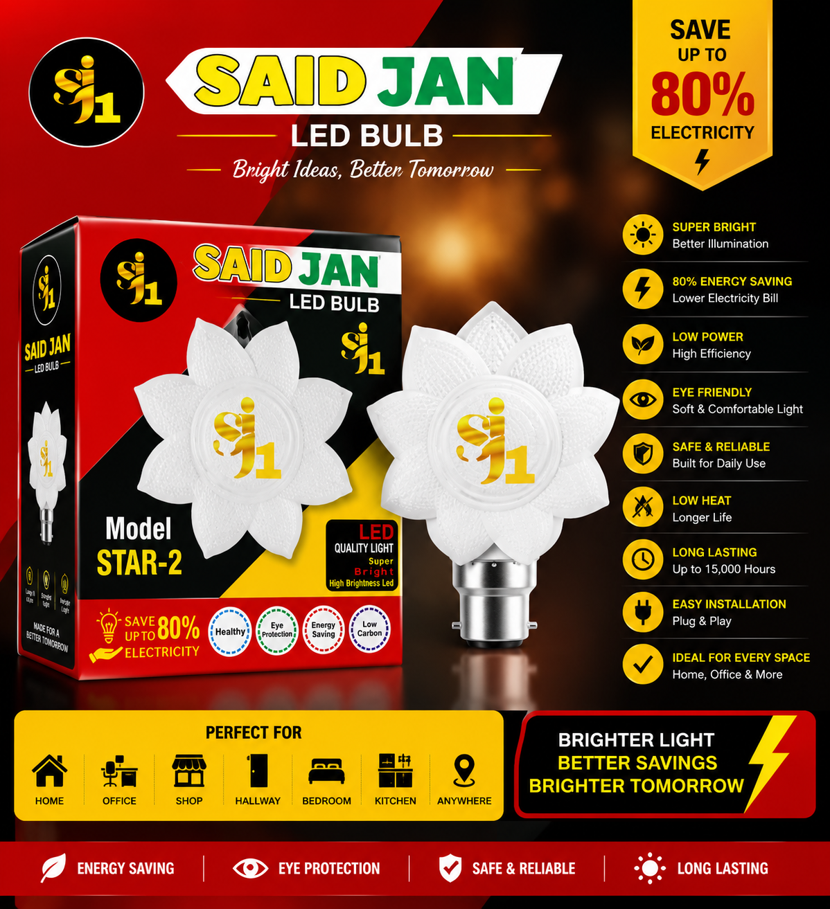 SAID JAN LED Bulb STAR-2 | Super Bright Energy Saving LED Light