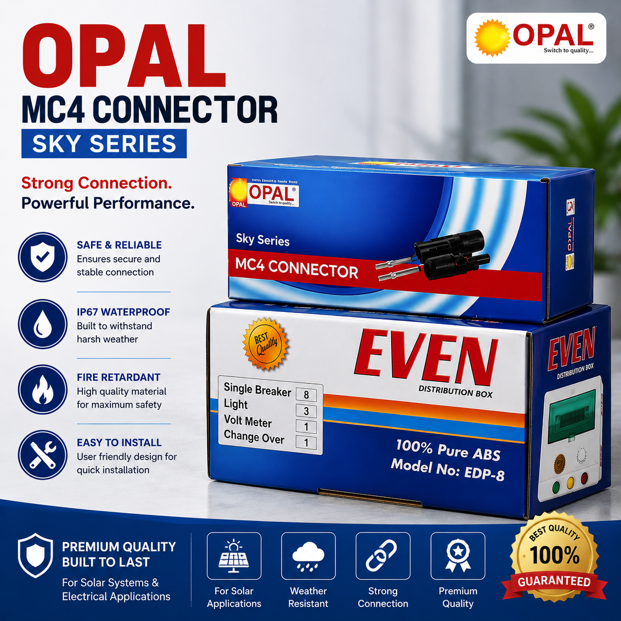 OPAL Sky Series MC4 Connector | Waterproof Solar PV Cable Connector
