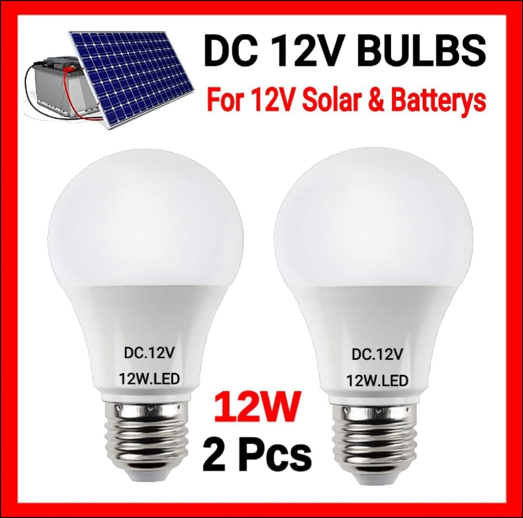 12W DC 12V Solar LED Bulb E27 | Energy Saving Battery & Solar Light