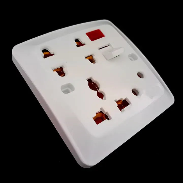 Universal Multi Plug Socket | 2/3 Pin Power Outlet with Switch | Wall Socket