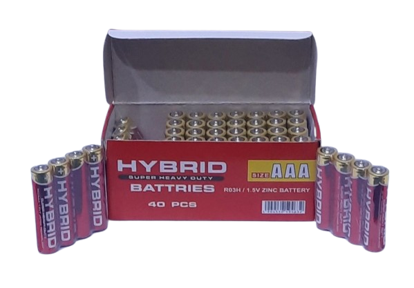 Hybrid AAA Zinc Batteries – 40 PCS Pack