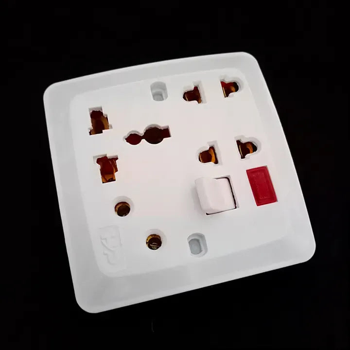 Universal Multi Plug Socket | 2/3 Pin Power Outlet with Switch | Wall Socket